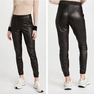 SPANX Black Faux Leather Jogger Pants Size L